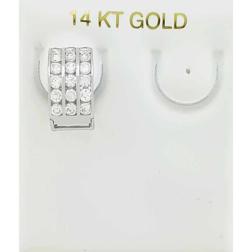 Created White Sapphire Single Huggie Earring 14k White Gold